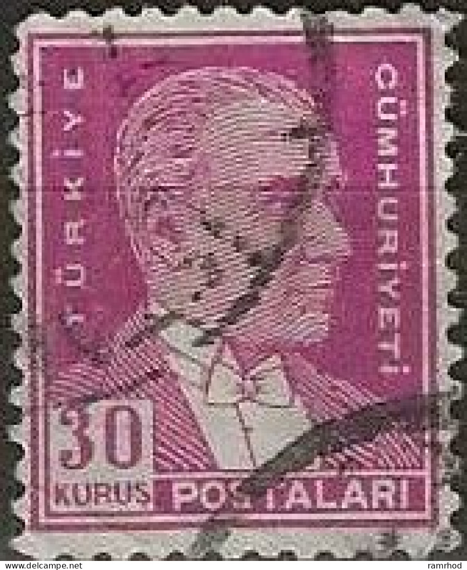 TURKEY 1931 Kemal Ataturk - 30k. - Purple FU - Gebruikt