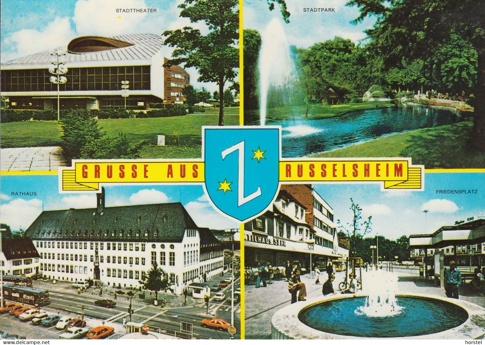D-65428 Rüsselsheim - Alte Ansichten - Stadttheater - Friedensplatz - Rathaus - Wappen - Cars - Rüsselsheim