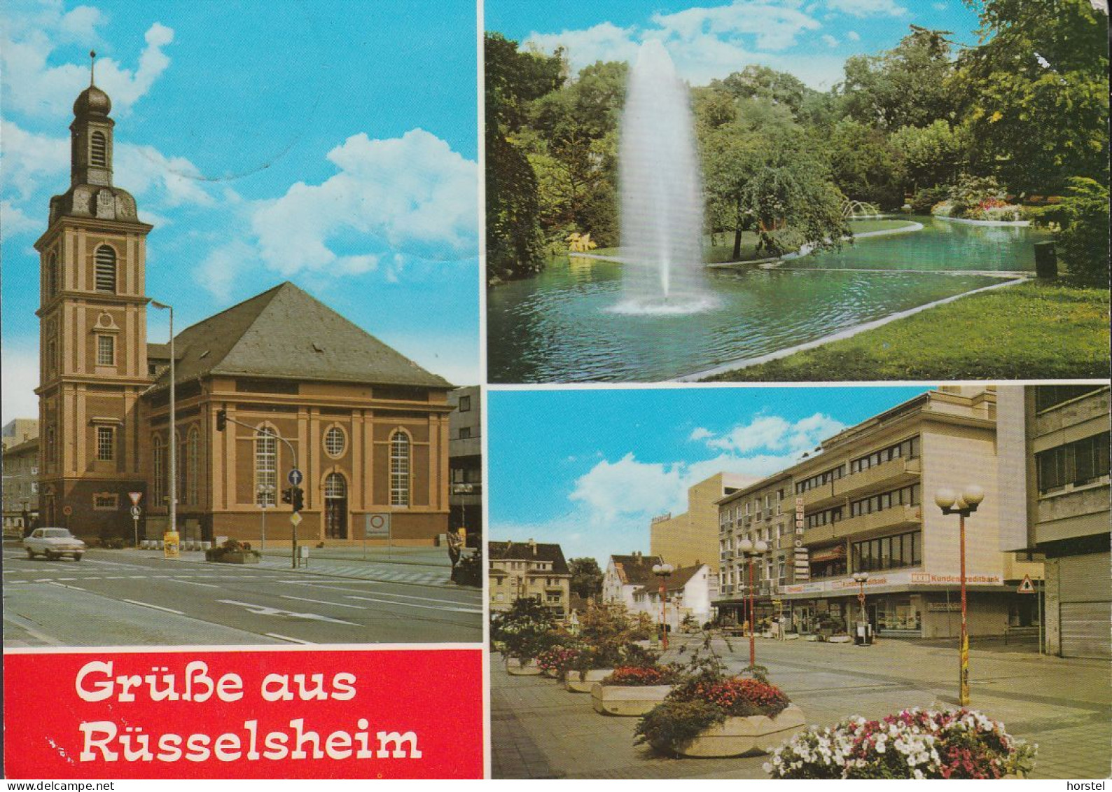 D-65428 Rüsselsheim - Alte Ansichten - Kirche - Fußgängerzone - Cars - Opel Kadett - 4x Nice Stamps - Rüsselsheim