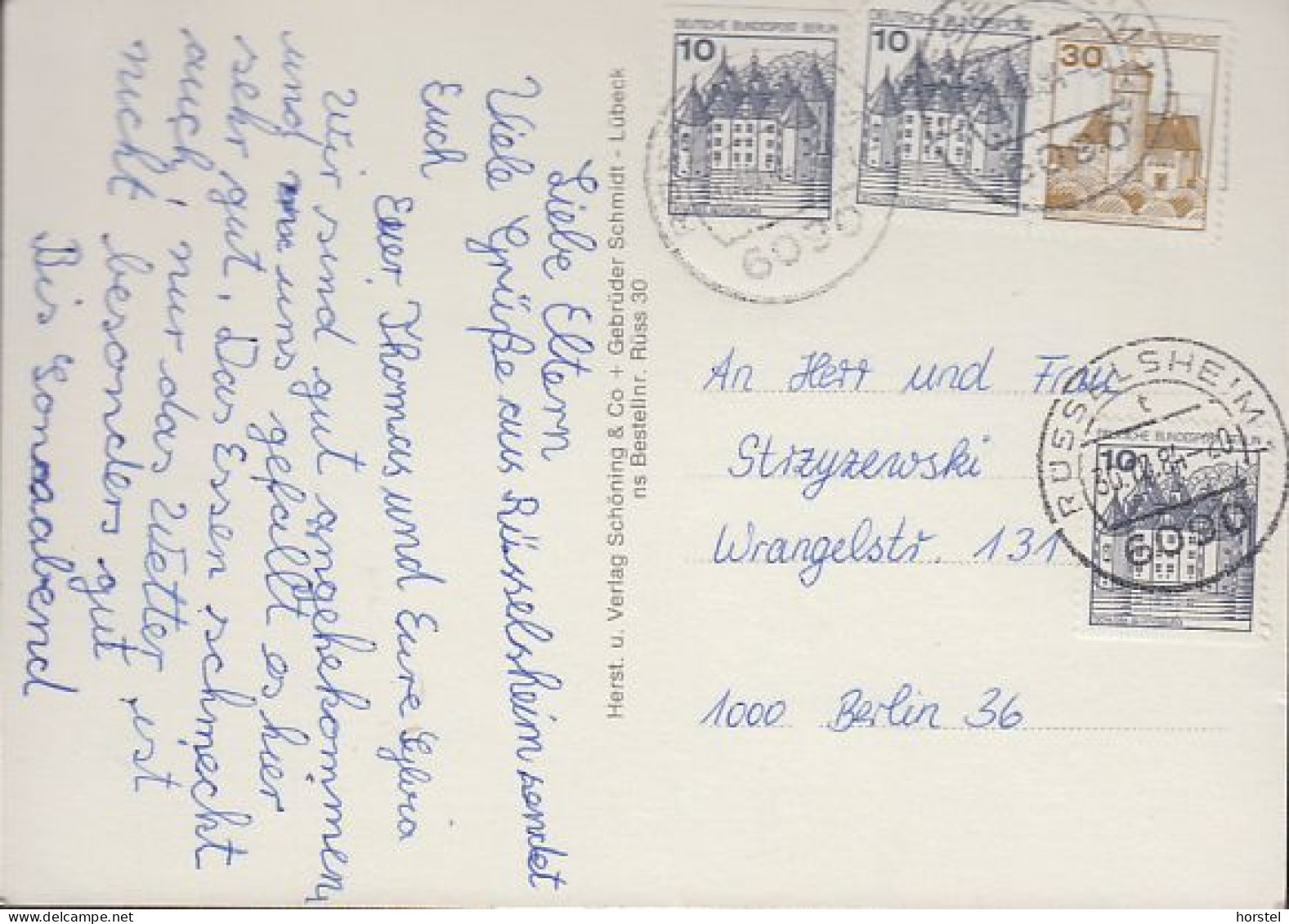 D-65428 Rüsselsheim - Alte Ansichten - Kirche - Fußgängerzone - Cars - Opel Kadett - 4x Nice Stamps - Ruesselsheim