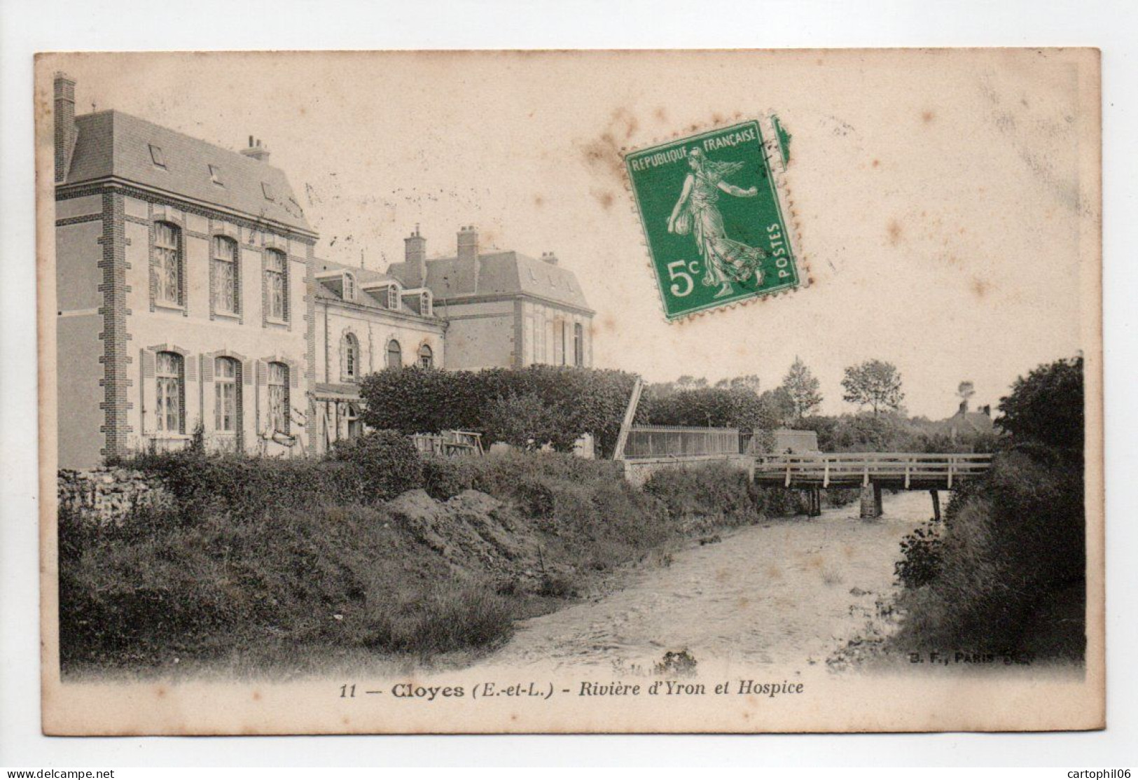 - CPA CLOYES (28) - Rivière D'Yron Et Hospice 1911 - Edition B. F. N° 11 - - Cloyes-sur-le-Loir