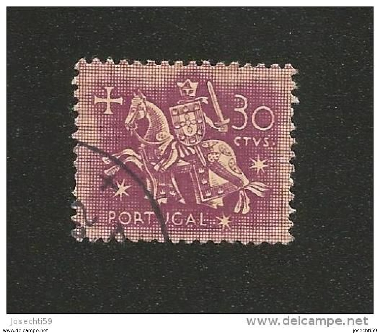 N° 776A  Sceau Du Roi Denis 30 Lilas Rose Sur Lilas     Portugal Oblitéré 1953 - Oblitérés