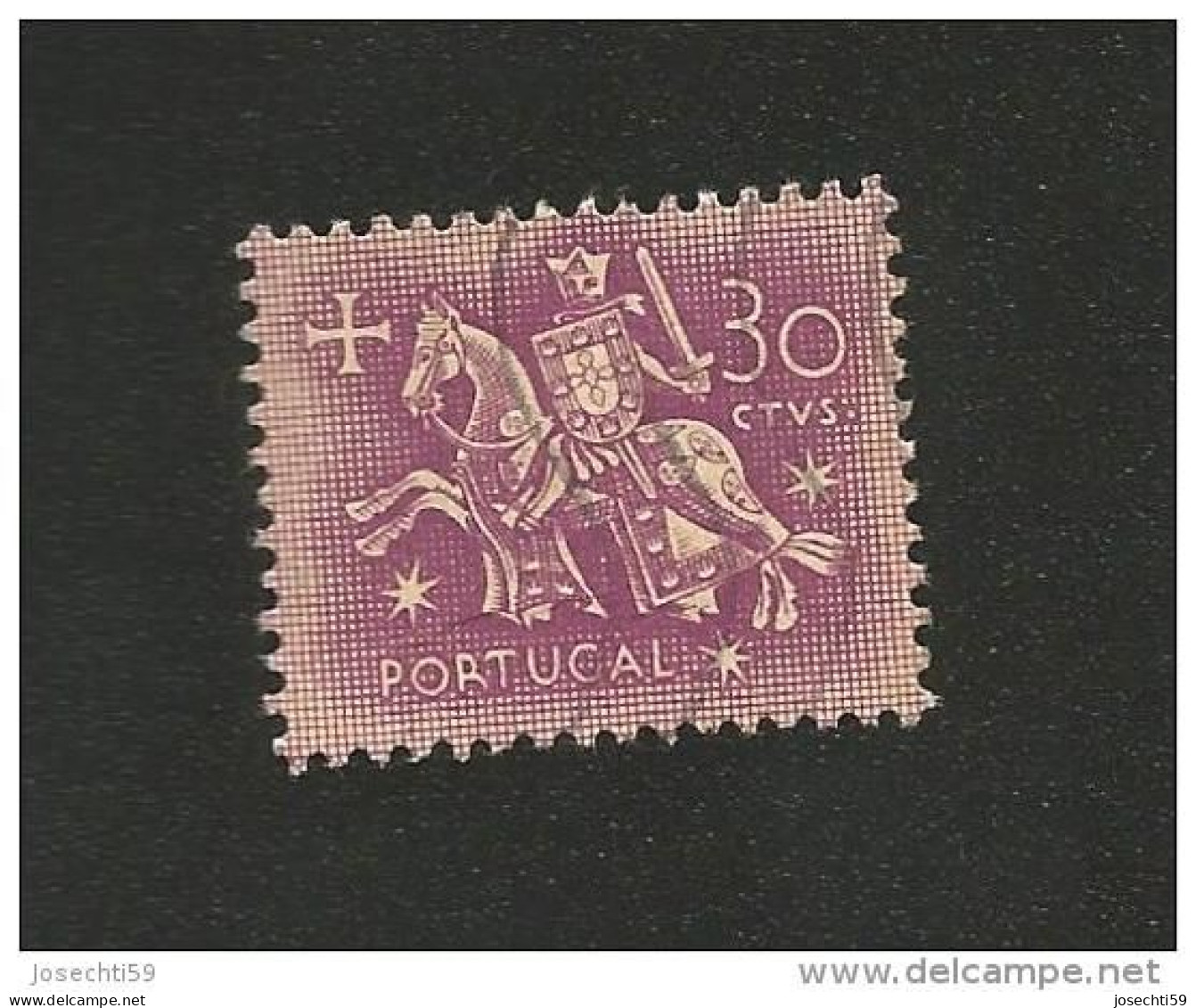 N° 776A  Sceau Du Roi Denis 30 Lilas Rose Sur Lilas     Portugal Oblitéré 1953 - Used Stamps