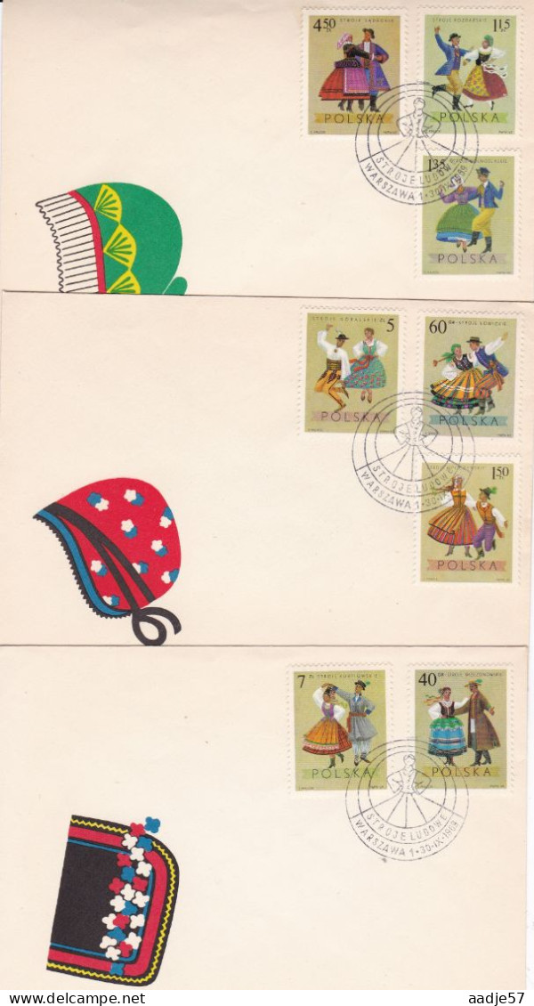 POLAND FDC POLOGNE FDC 1969 POLISH FOLK COSTUMES Culture Traditions Regional Dances Mi 1951-1958 Fi 1804-1811 - Brieven En Documenten