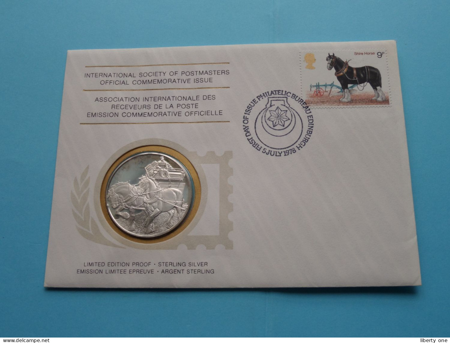 Celebration 100e Anni De SHIRE HORSE Society UK > Edit. PROOF Sterling SILVER ( +/- 25 Gr ) Int. Soc. Of POSTMASTERS ! - 1971-1980 Decimal Issues