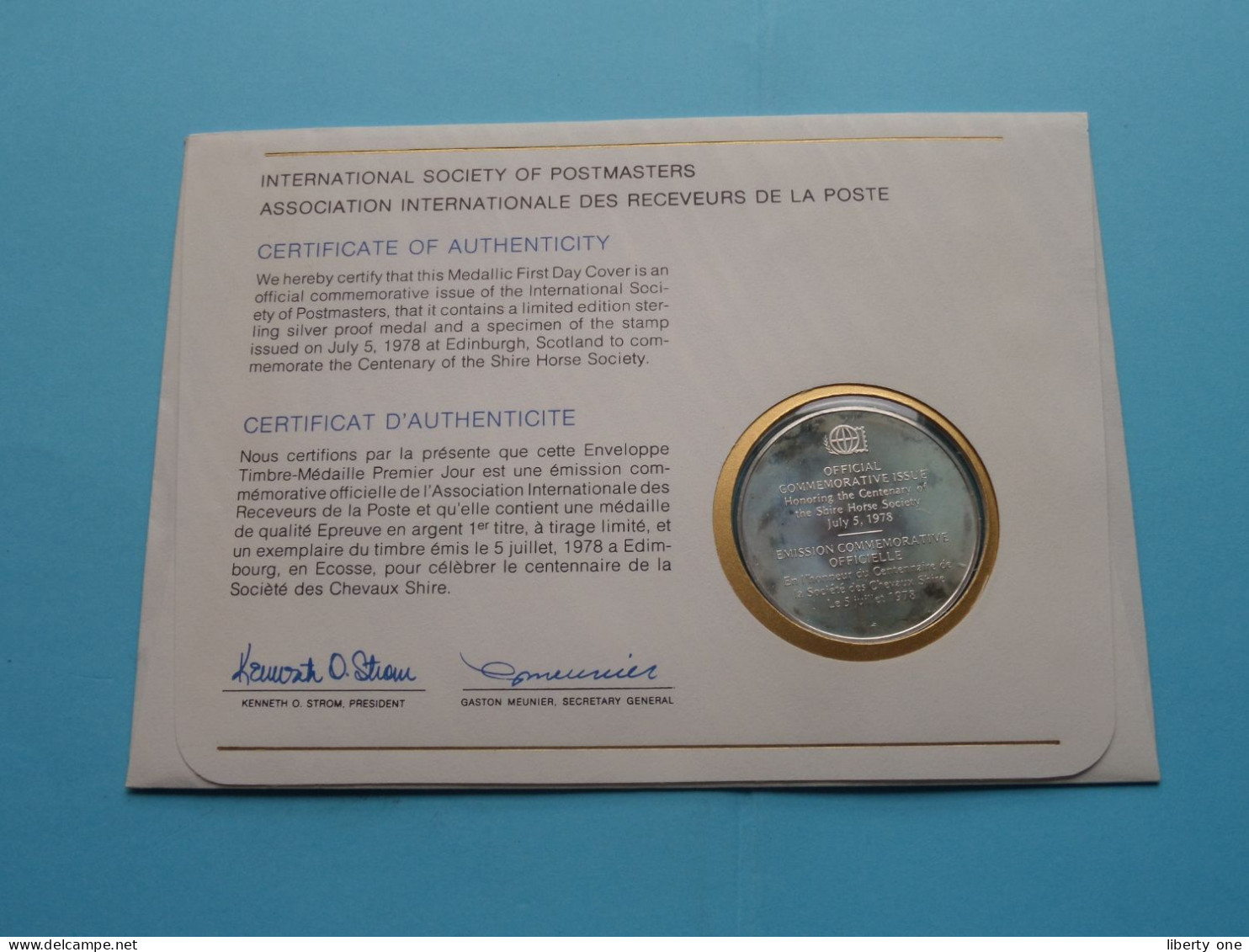 Celebration 100e Anni De SHIRE HORSE Society UK > Edit. PROOF Sterling SILVER ( +/- 25 Gr ) Int. Soc. Of POSTMASTERS ! - 1971-1980 Decimal Issues