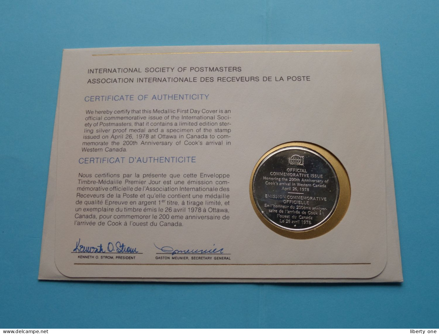 En L'honneur Du Voyage Capt. JAMES COOK Au Canada > Edit. PROOF Sterling SILVER ( +/- 25 Gr ) Int. Soc. Of POSTMASTERS ! - 1971-1980