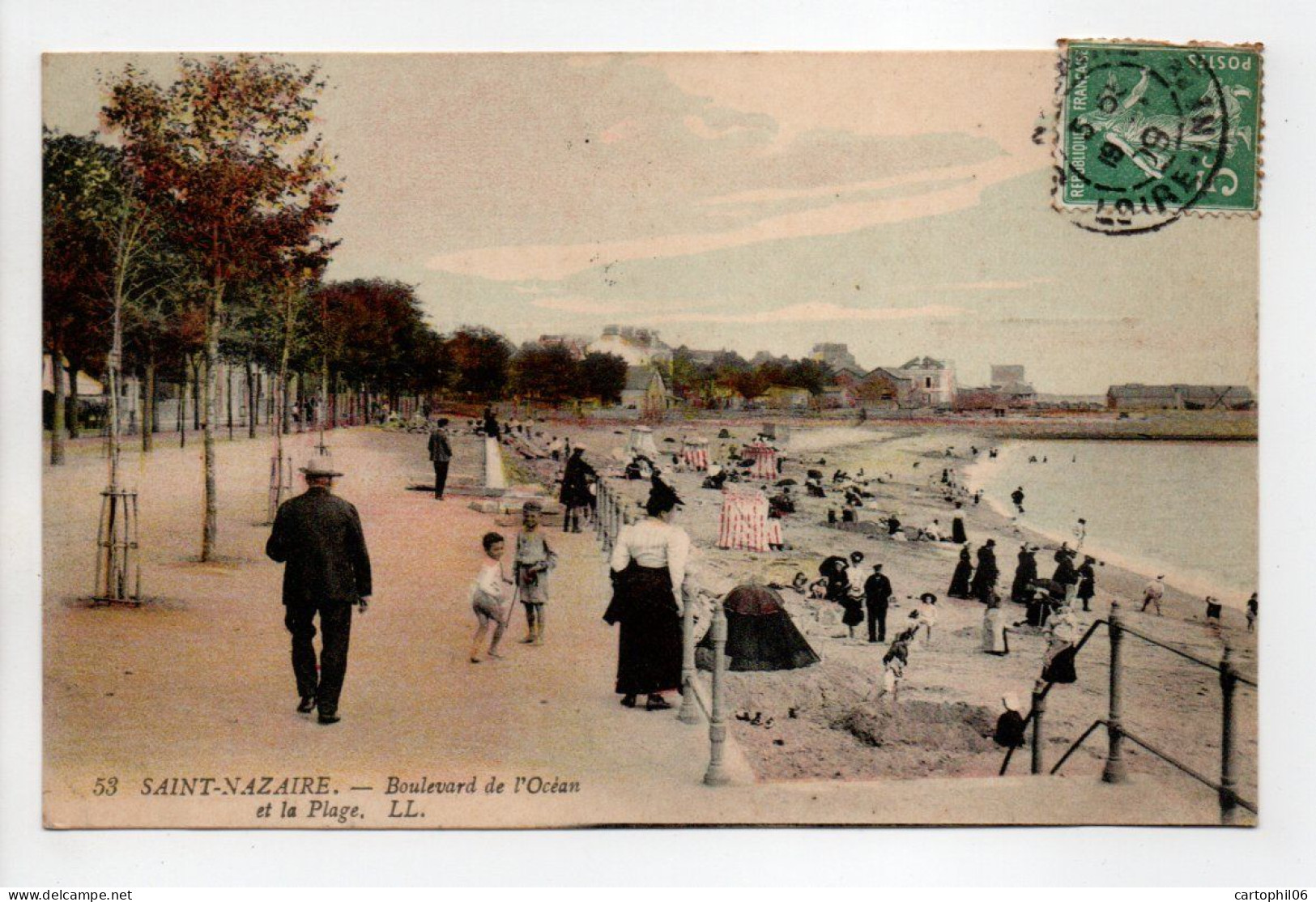 - CPA SAINT-NAZAIRE (44) - Boulevard De L'Océan Et La Plage 1909 (belle Animation) - Editions Lévy N° 53 - - Saint Nazaire