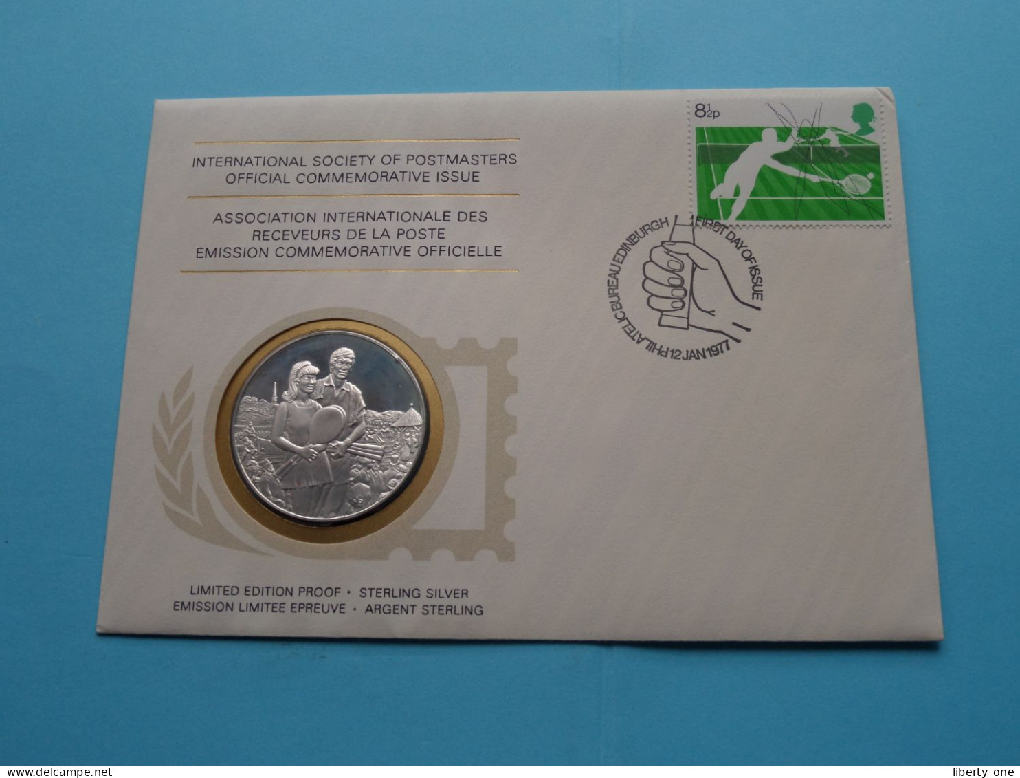 En Commémoration TENNIS à WIMBLEDON > Edit. PROOF Sterling SILVER ( +/- 25 Gr ) Int. Soc. Of POSTMASTERS ! - 1971-1980 Decimal Issues