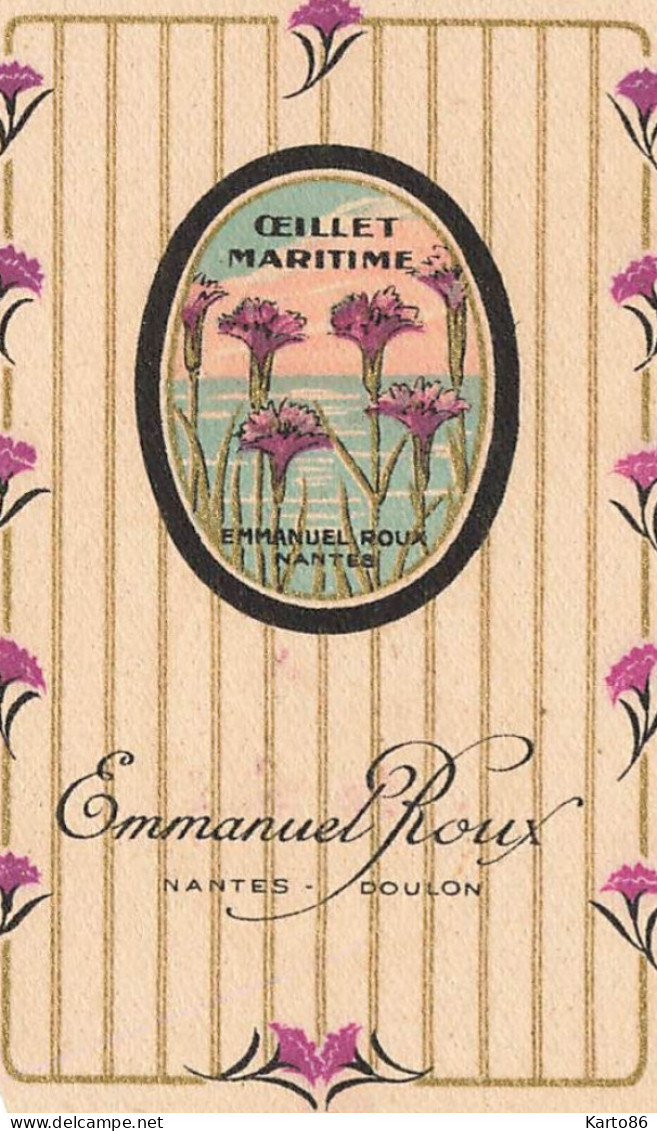 Mode * Carte Parfumée Ancienne * Oeillet Maritime , Emmanel ROUX à Nantes Doulon * Parfum - Mode