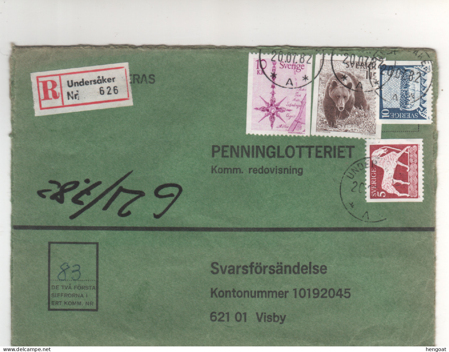 4 Timbres, Stamps Sur Lettre Recommandée, Registered Cover , Mail Du 20/07/82 Enveloppe Complète - Storia Postale