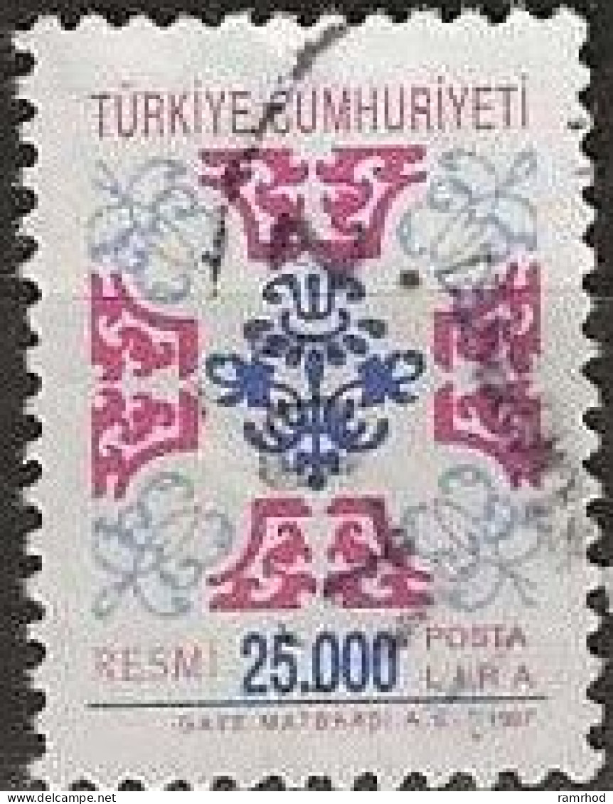 TURKEY 1997 Official - 25000l. - Blue And Mauve FU - Usados