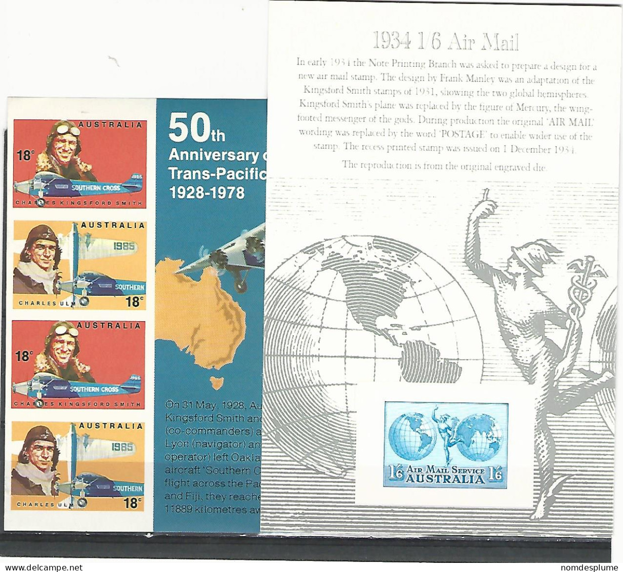 53589 ) Australia Souvenir Unperforated 1978 Anniversary Airmail - Postal Stationery