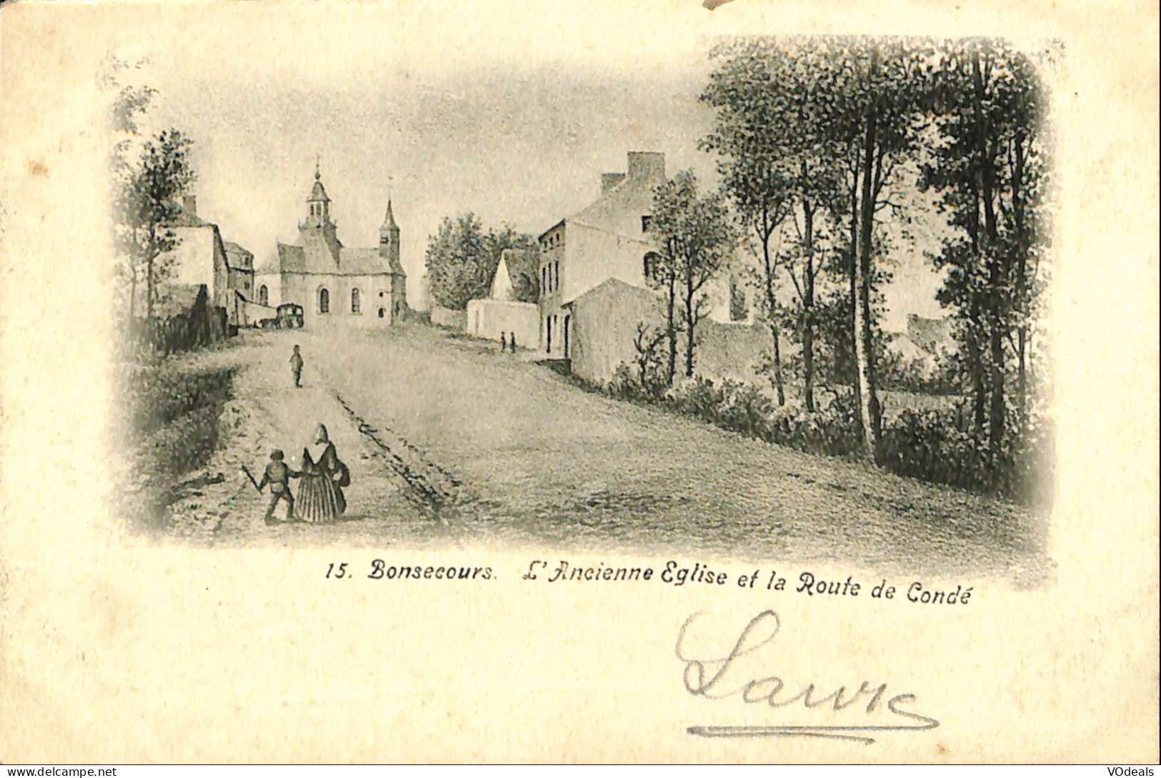 Belgique - Hainaut - Bonsecours - L'Ancienne Eglise Et Route De Condé - Péruwelz