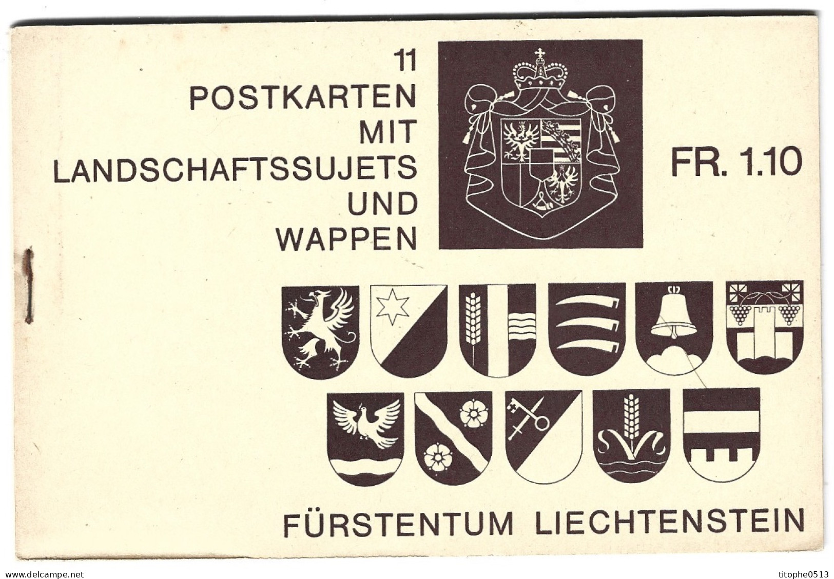 LIECHTENSTEIN. Carnet De 11 Cartes Pré-timbrées De 1965. Armoiries. - Andere & Zonder Classificatie