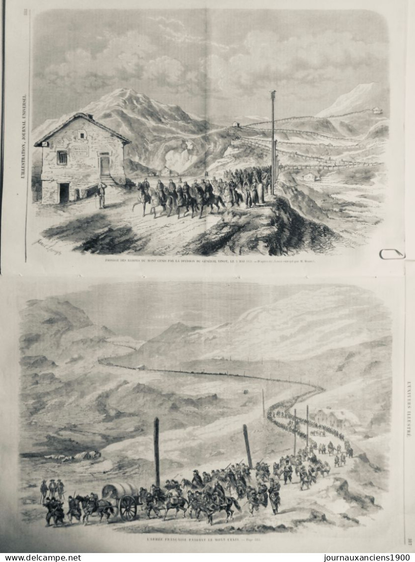1859 ITALIE GUERRE IMONT CENIS TROUPE FRANCAISE GENERAL VINOY 3 JOURNAUX ANCIENS - Unclassified