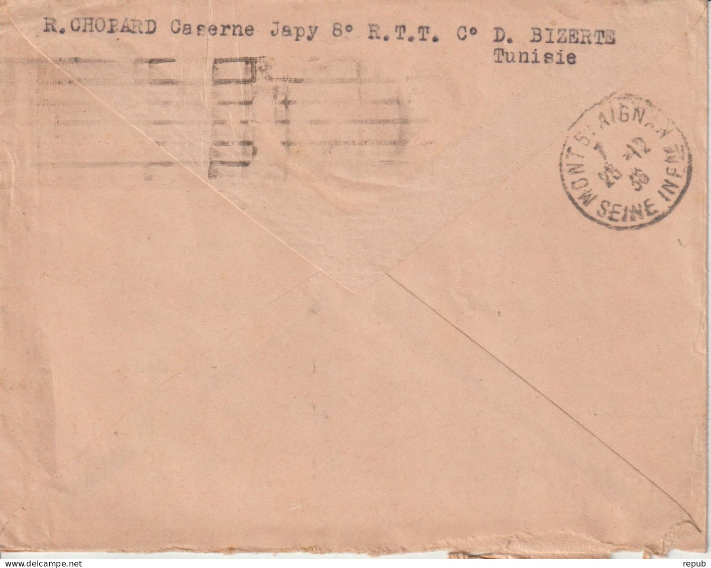 Lettre 1936 De Tunisie Pour La France Rouen Oblitération Marseille Paquebot - 1921-1960: Modern Period