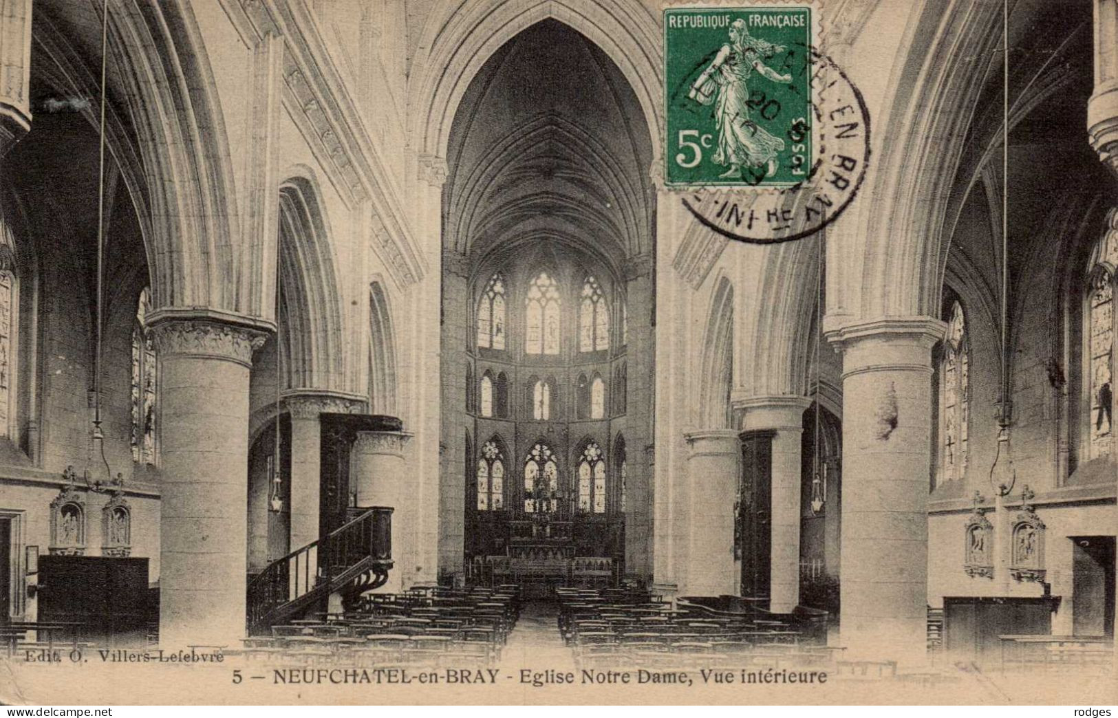 76 , Cpa  NEUFCHATEL En BRAY , 5 , Eglise Notre Dame , Vue Intérieure  (02492) - Marolles