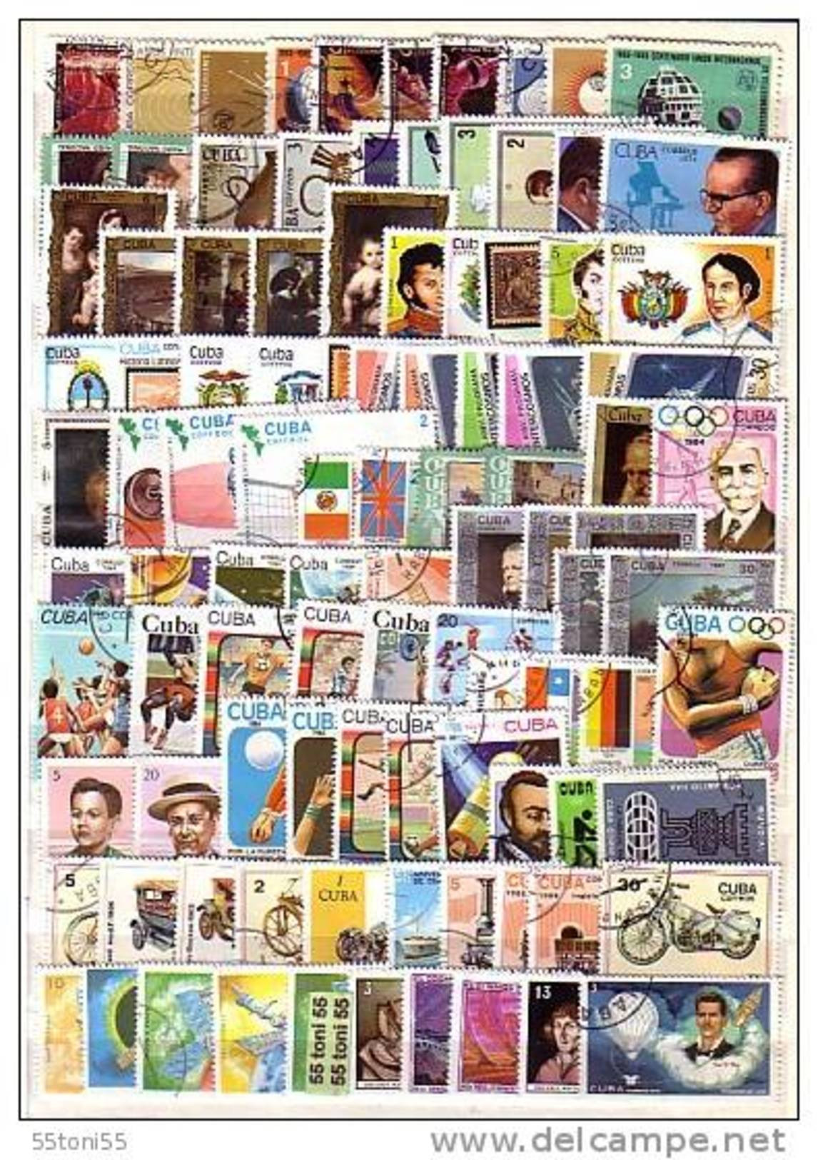 CUBA  100 Timbres Commémoratifs Tous Différents  - Used/ Oblitérés  (O) - Collections (sans Albums)