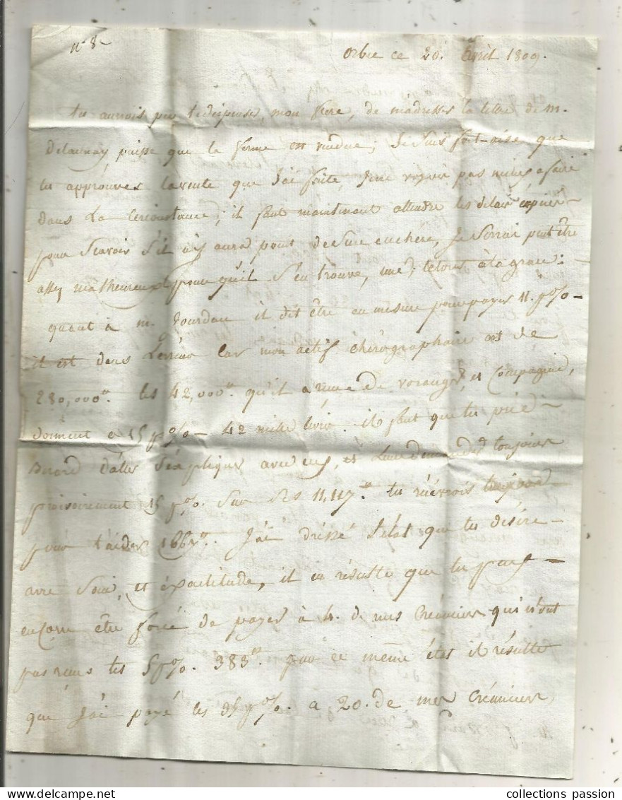 Lettre, Préphilatélie, Précurseurs XIX E Siècle, 1809 (rouge), 13, LISIEUX, 4 Scans - 1801-1848: Précurseurs XIX