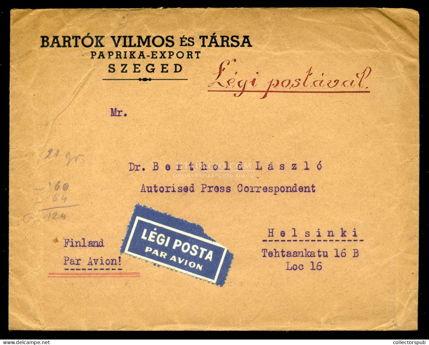SZEGED 1933. Légi Levél Arcképek-Repülő Bérmentesítéssel Finnországba Küldve - Used Stamps