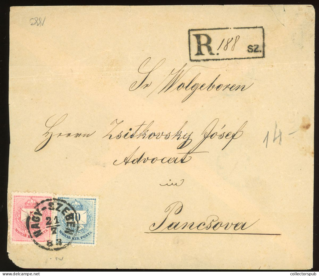 NAGYSZEBEN 1883. Szép Ajánlott Levél, Levélzáróval Pancsovára - Used Stamps