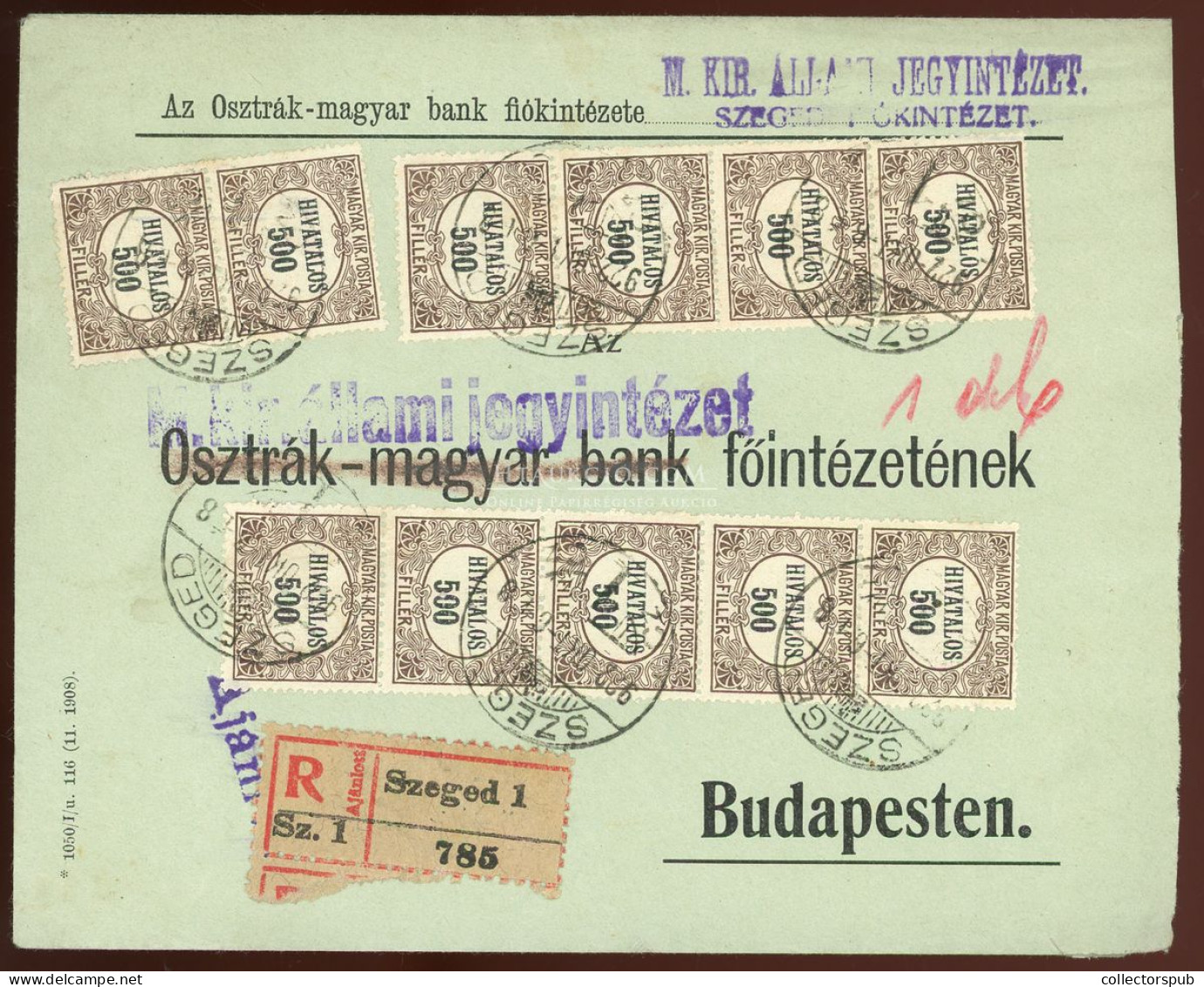 SZEGED 1922. Ajánlott Levél Hivatalos Bélyegekkel - Used Stamps