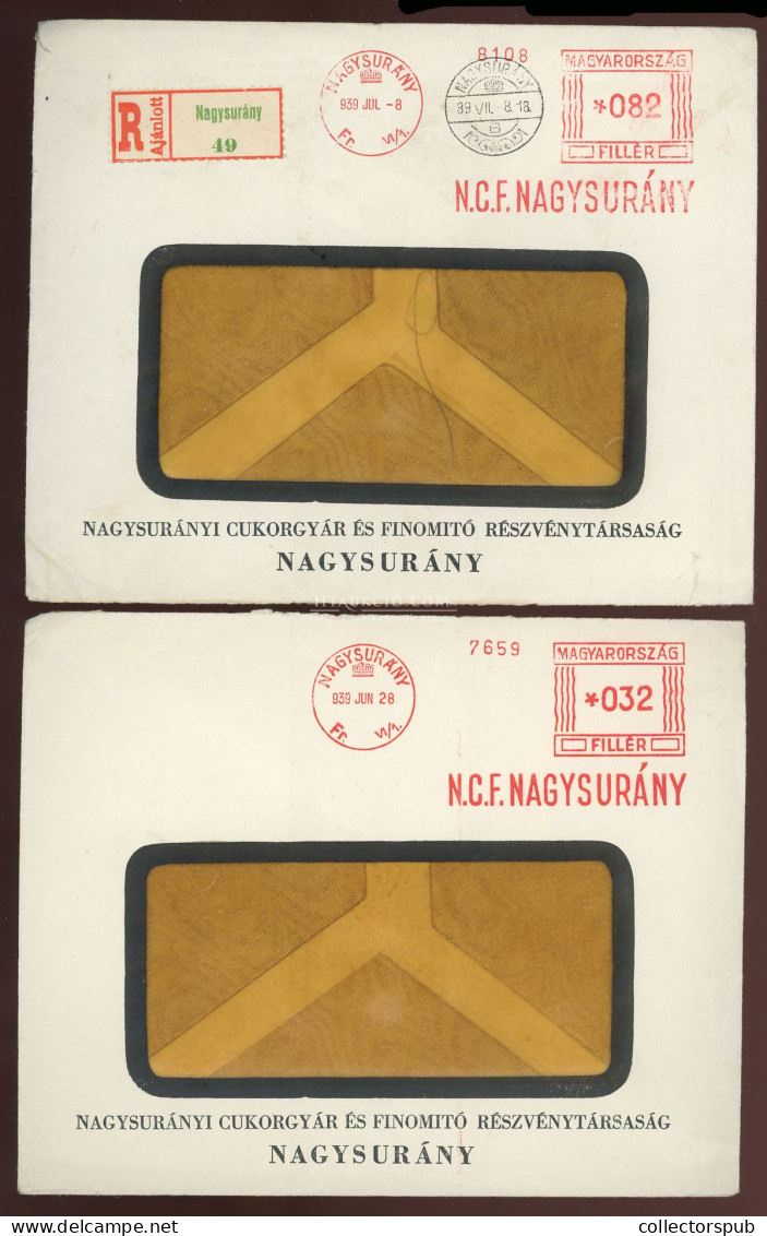 NAGYSURÁNY 1939. 2db Ajánlott Levél, Kétféle Francotyp Bérmentesítéssel - Used Stamps