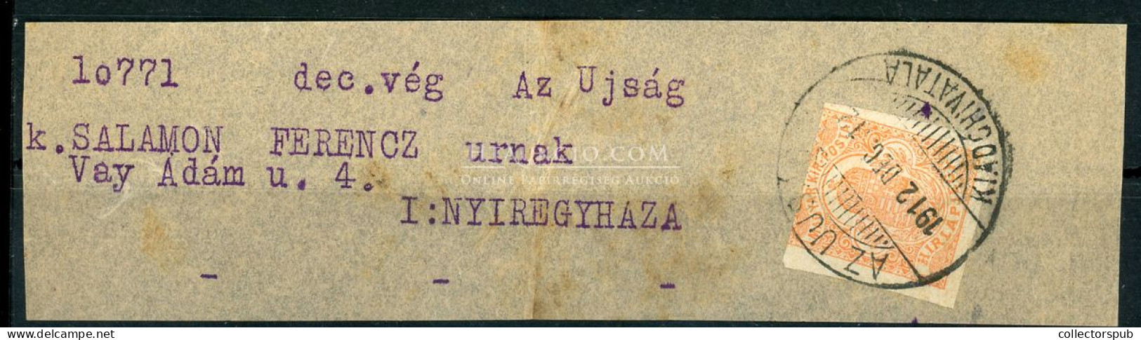 1912. Címszalag Hírlapbélyeggel , Az Ujság Kiadóhivatala - Gebruikt