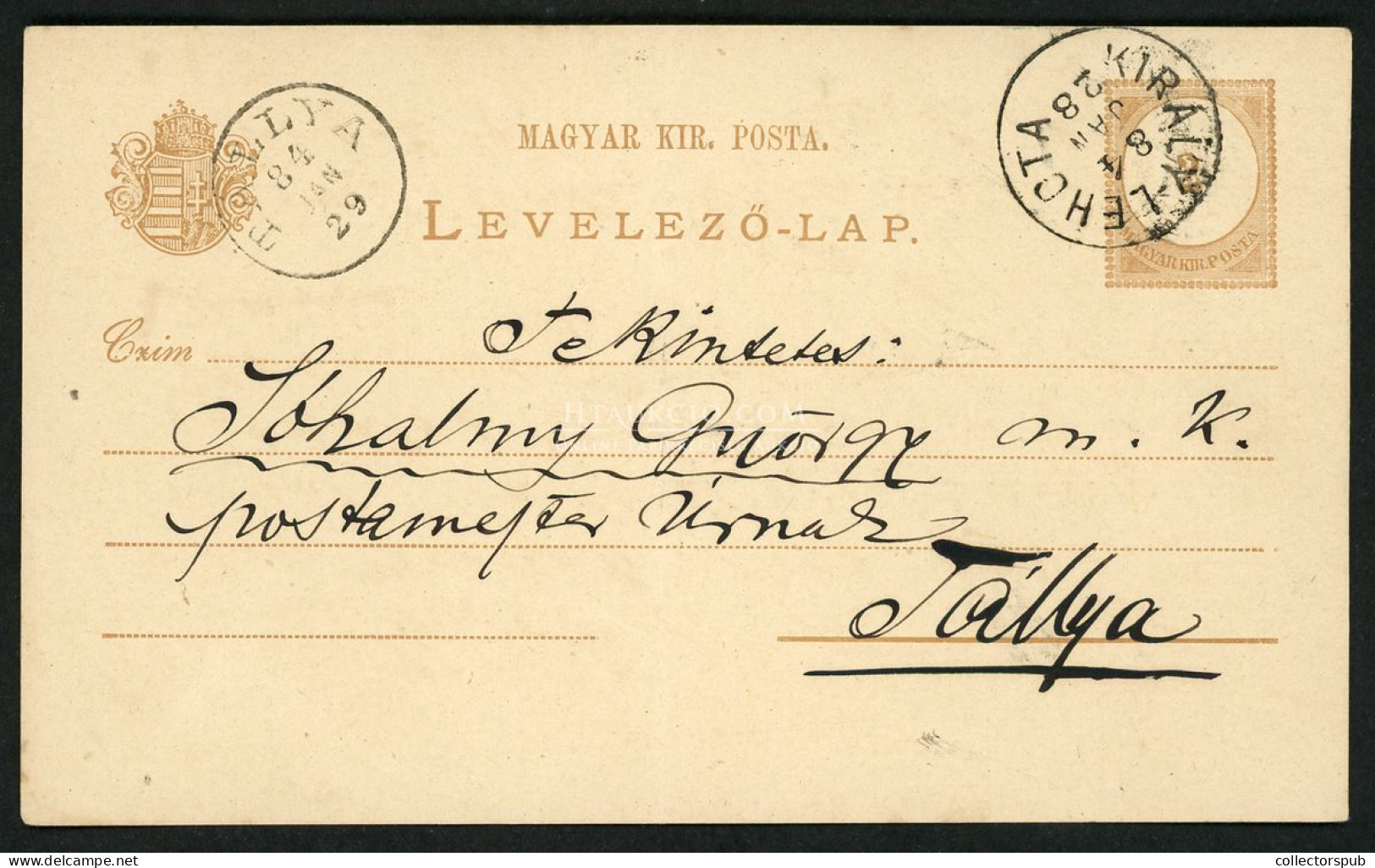 KIRÁLYLEHOTA 1884. Díjjegyes Levlap, Szép Bélyegzéssel Tályára Küldve, Linczényi Lajos Lelkész Sürgeti A Borocskáját.. - Used Stamps