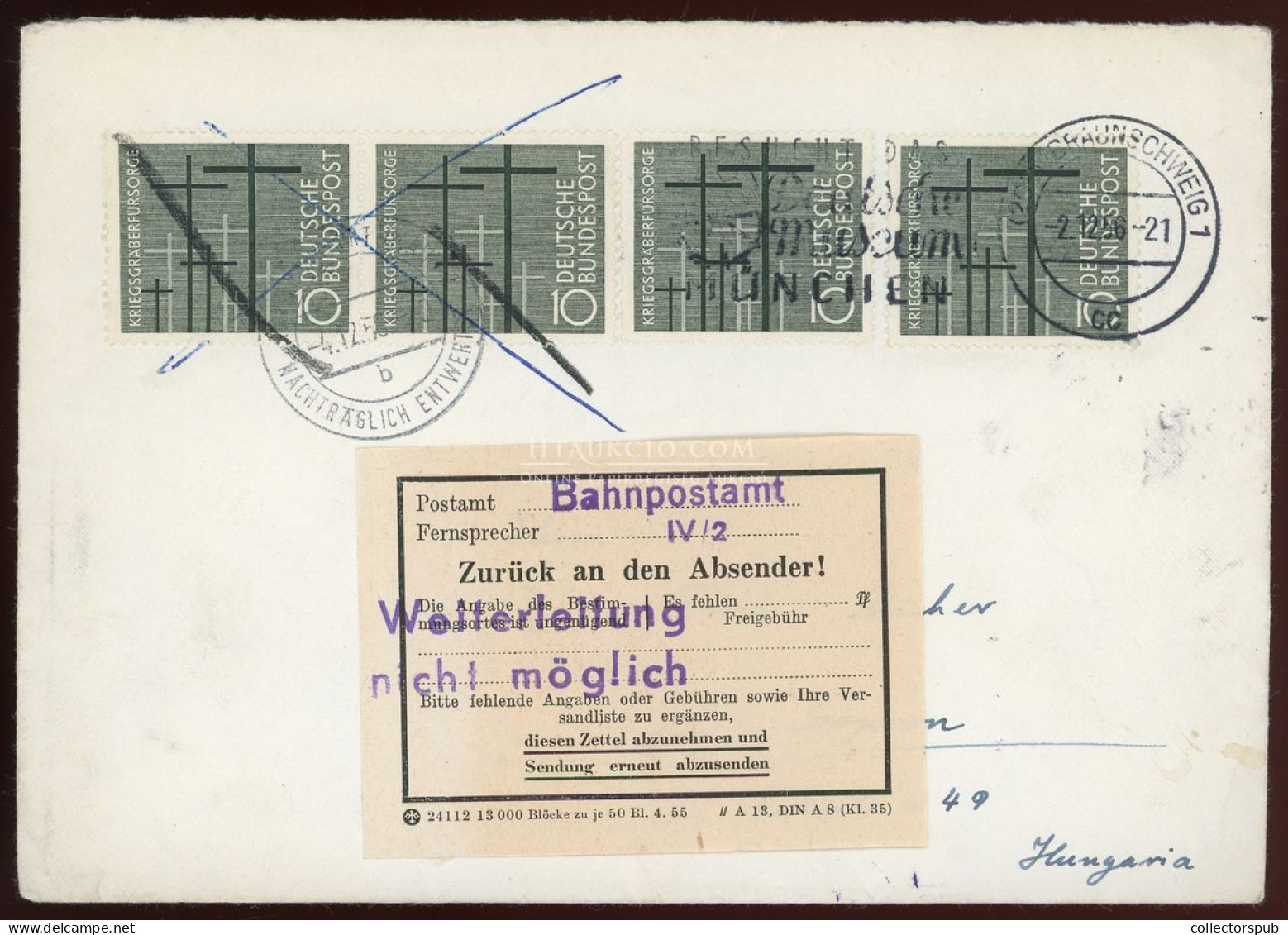 NSZK 1956.12.  Levél Sopronba Küldve, Az 56-os Helyzet Miatt Még Mindig Visszaírányítva! - Used Stamps