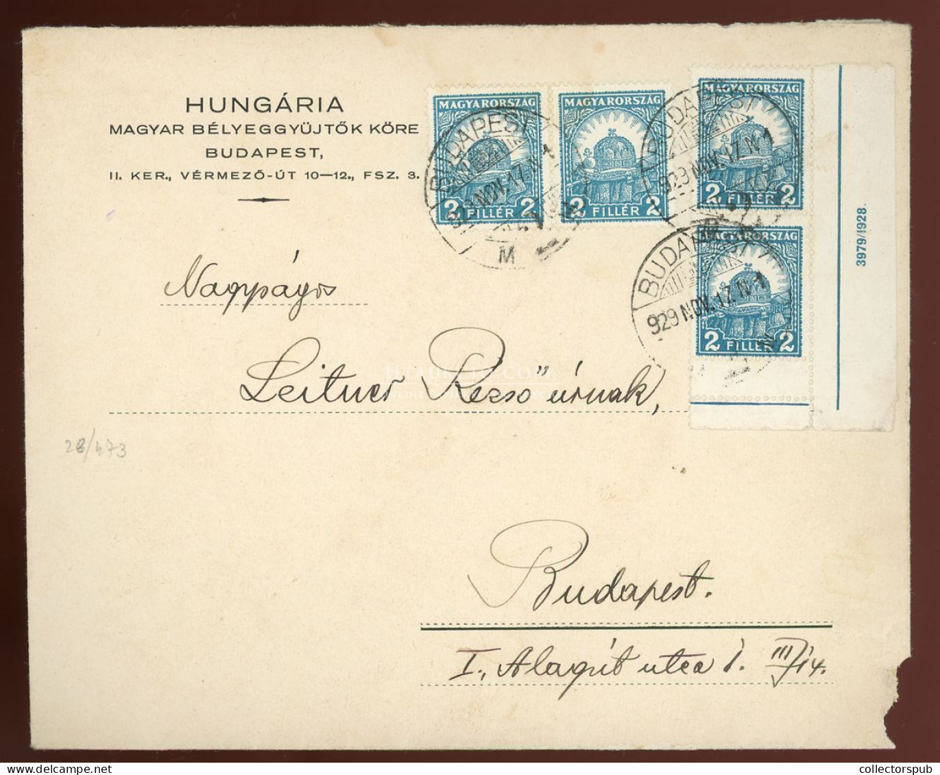 BUDAPEST 1929. Helyi Levél 4*2f -rel Ritka ívszéli Dátum Jelzéssel! - Used Stamps