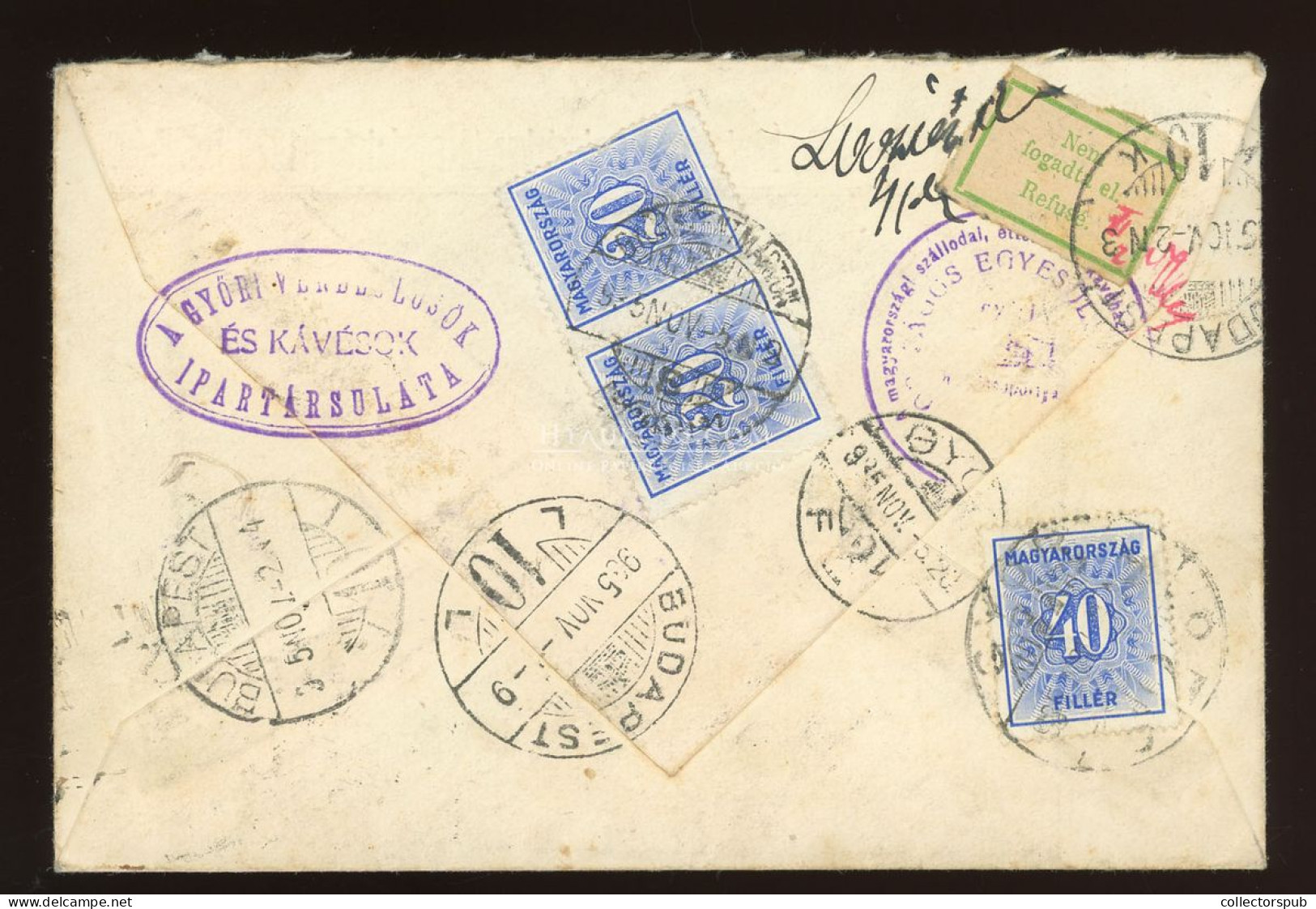 GYÖR 1935. Érdekes, Többszörösen Továbbküldött, Portózott Levél , Dekoratív Darab! - Used Stamps