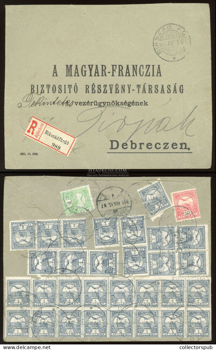 BIKSZÁDFÜRDŐ 1911. Ajánlott Levél  32db Bélyeggel Debrecenbe Küldve - Used Stamps