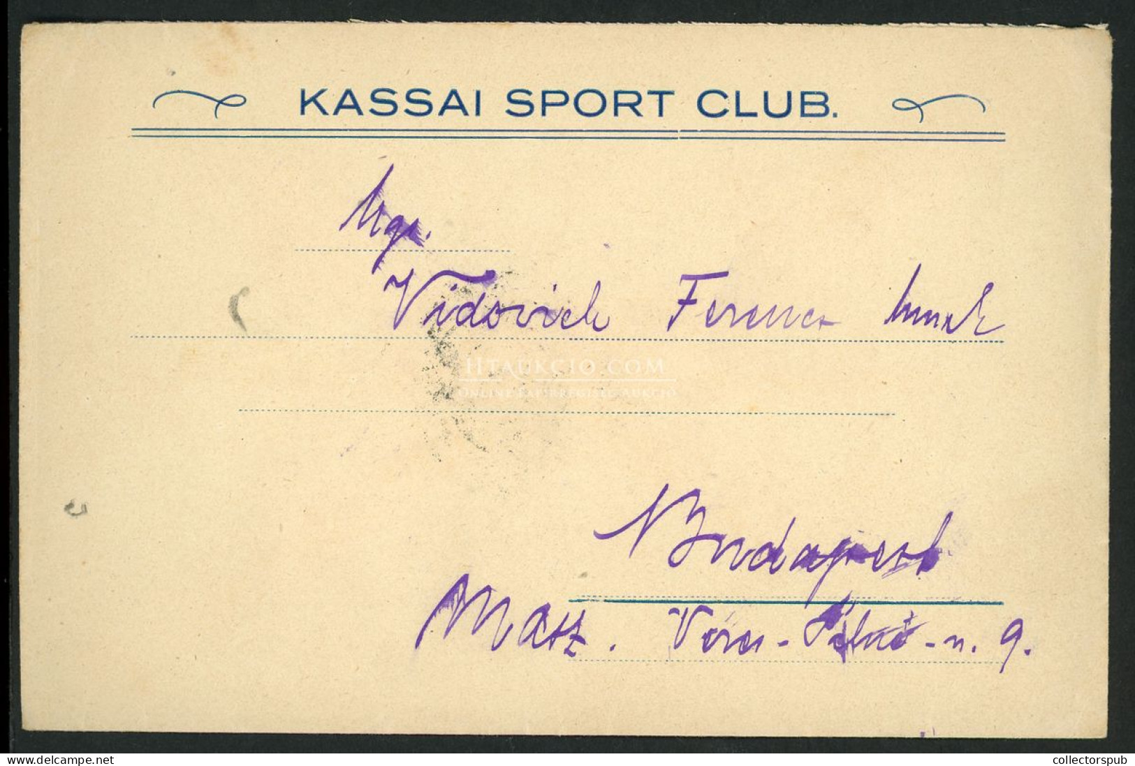 KASSA 1925. Kassai Sport Club Levél Budapestre - Gebraucht