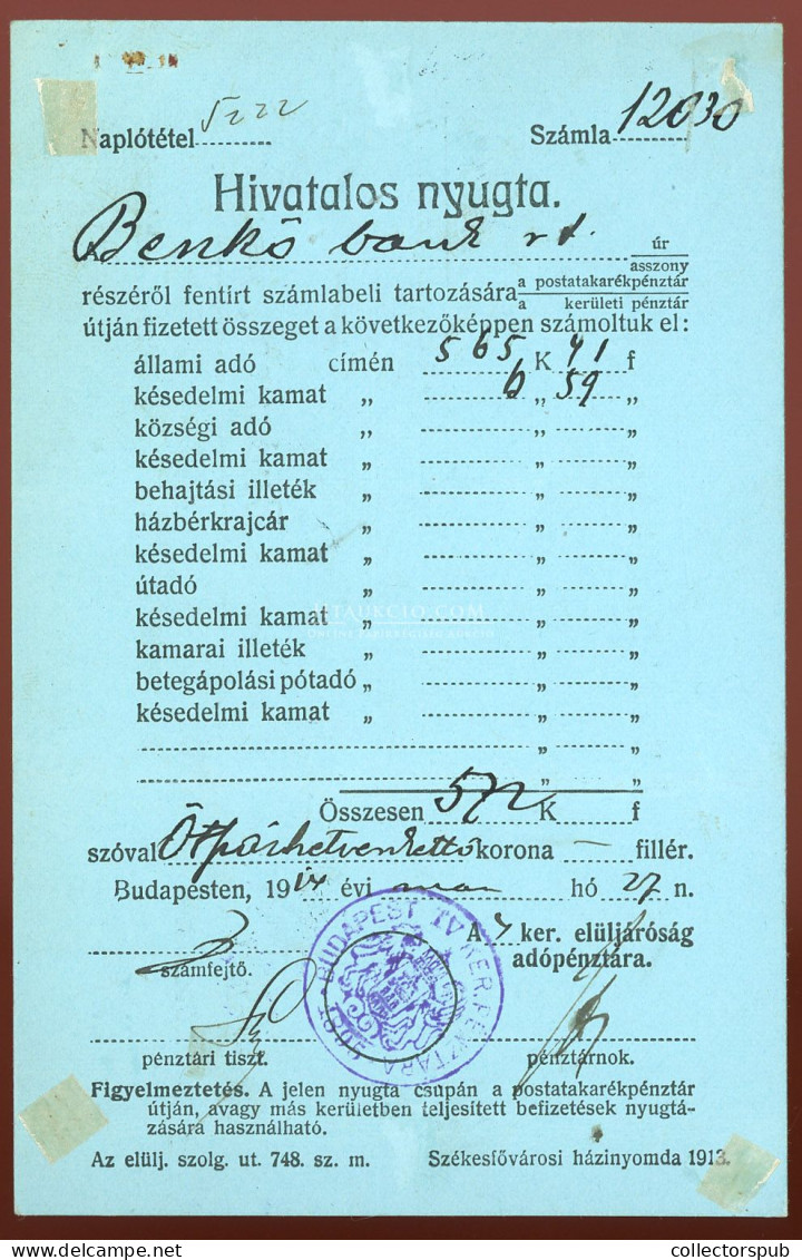 BUDAPEST 1914. Helyi Levlap 5f Portózással és Portó Bélyegzéssel - Gebraucht