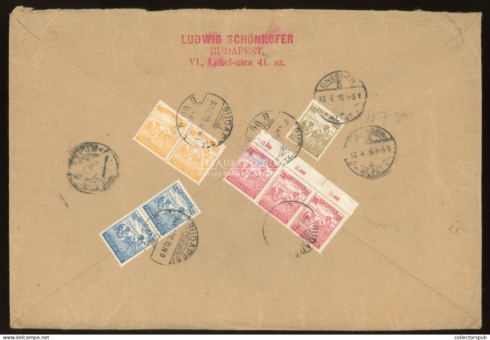 BUDAPEST 1926. Rendkívűl Ritka Korona-Fillér Vegyes Bérmentesítésű Ajánlott Levél Drezdába! ( Egy Barom összefirkálta) - Used Stamps