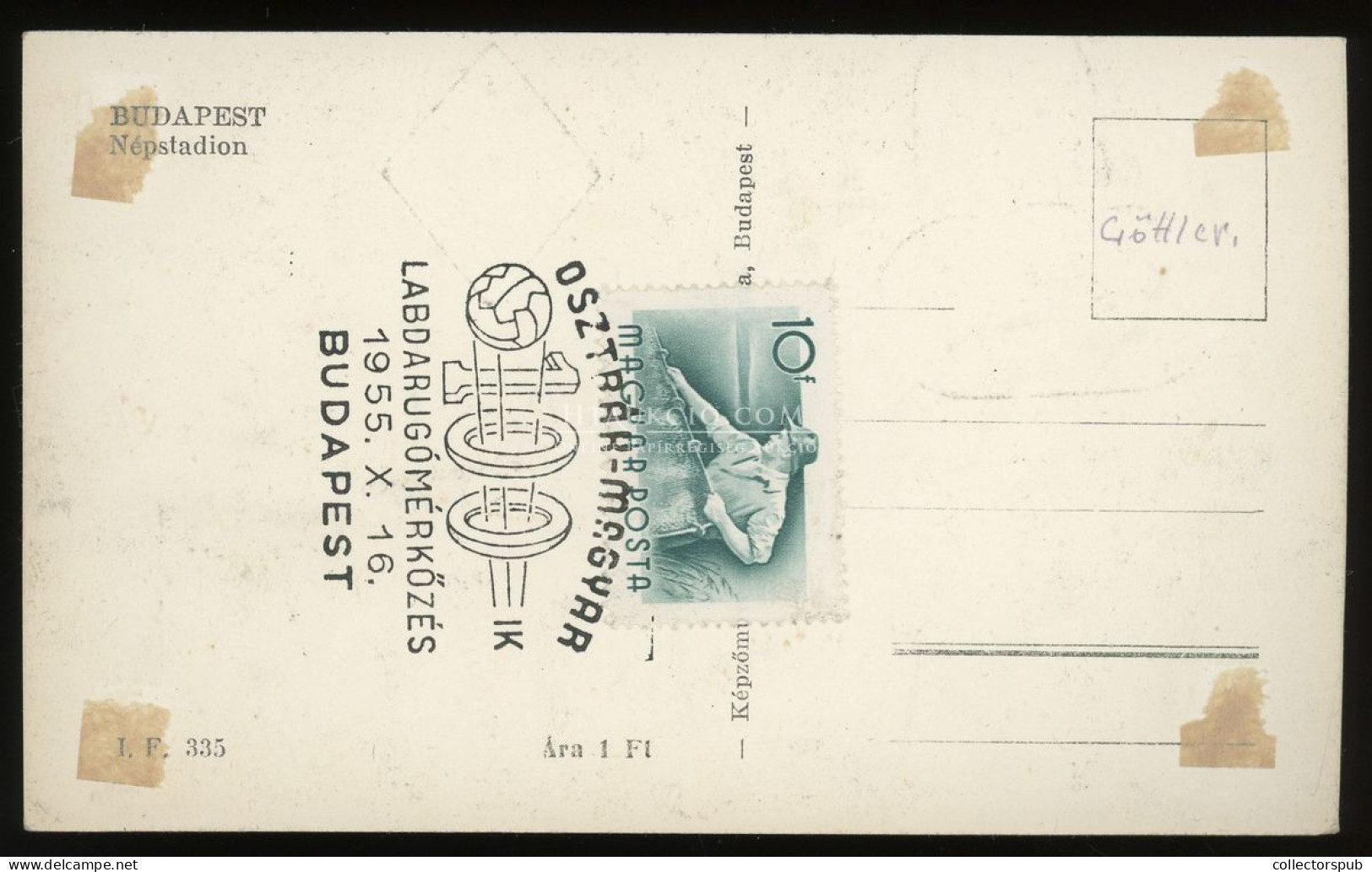 NÉPSTADION Forós Képeslap, Osztrák-Magyar 100. Labdarugó Mérkőzés Alk. Bélyegzéssel 1955 FDC - Hongrie