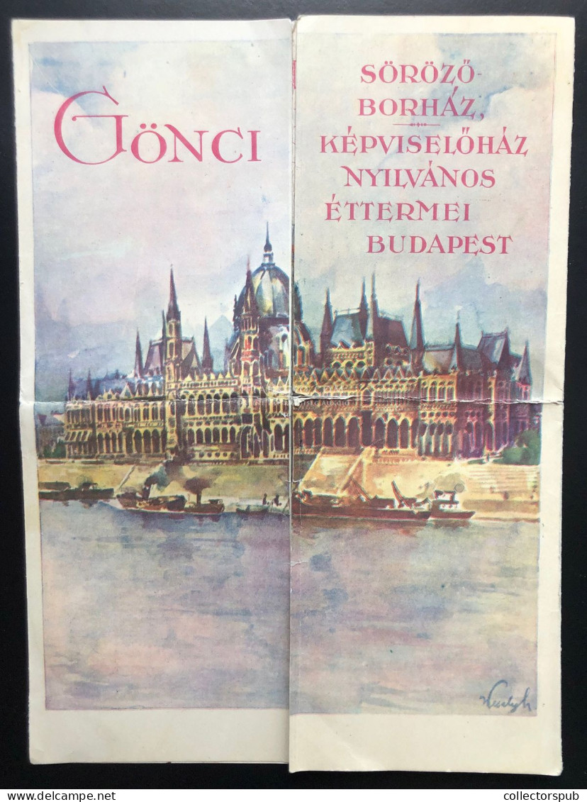 BUDAPEST 1931.  Gönci Söröző Borház, Képviselőház Nyilvános éttermei A Parlamentben, Borlap és Étlap! Rendkívül Ritka , - Menú