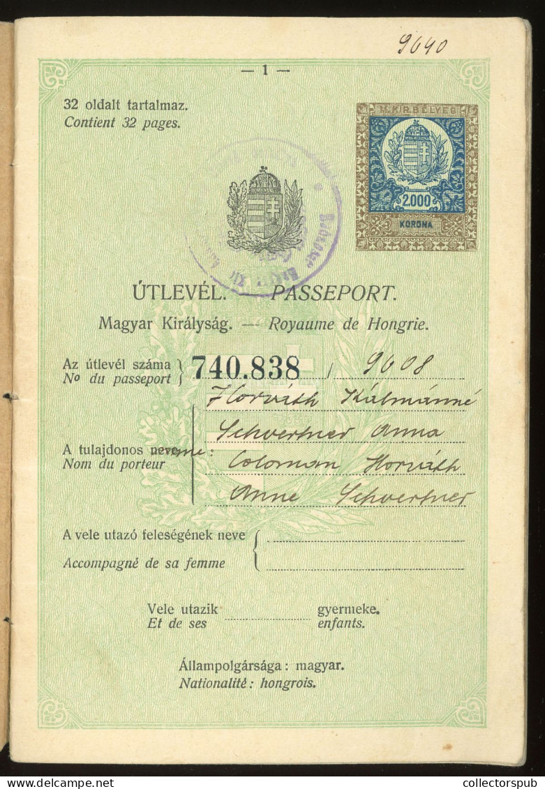 BUDAPEST 1927. Fényképes Útlevél Passport - Ohne Zuordnung