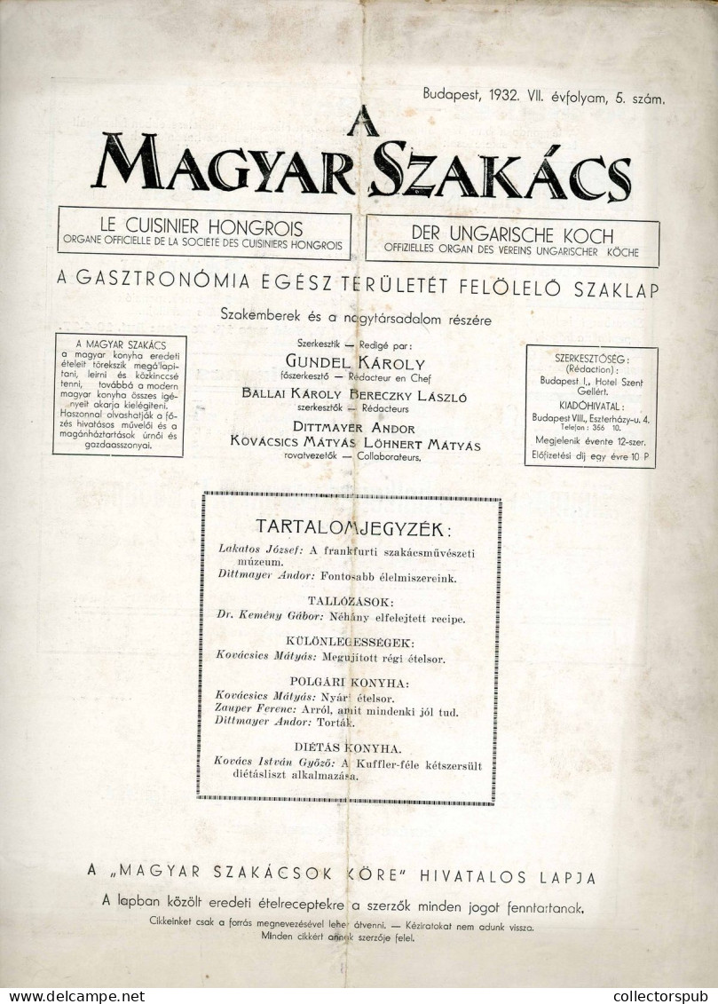 A Magyar Szakács 1930-32. 6db Ritka Szám, Sok Reklámmal, Szerk : Gundel Károly! - Non Classés