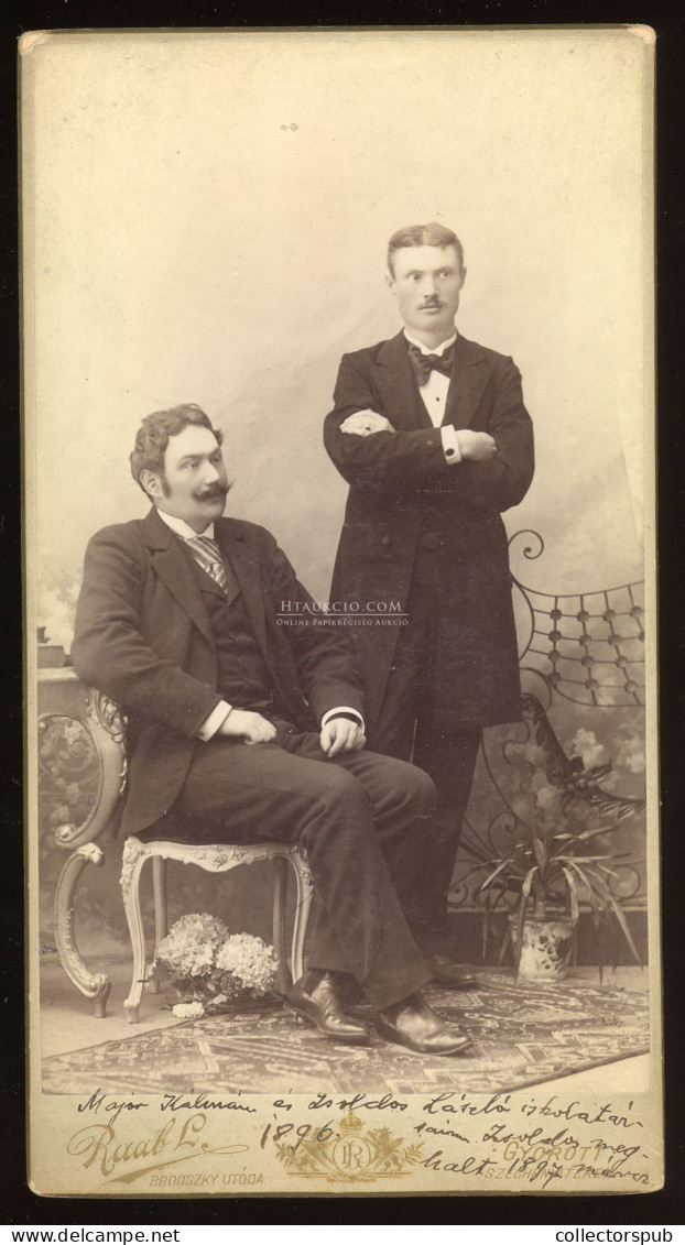 GYŐR 1896. Raab Lajos (Brodszky Utódja) Major Kálmán és Zsoldos László Cabinet Fotó - Anciennes (Av. 1900)