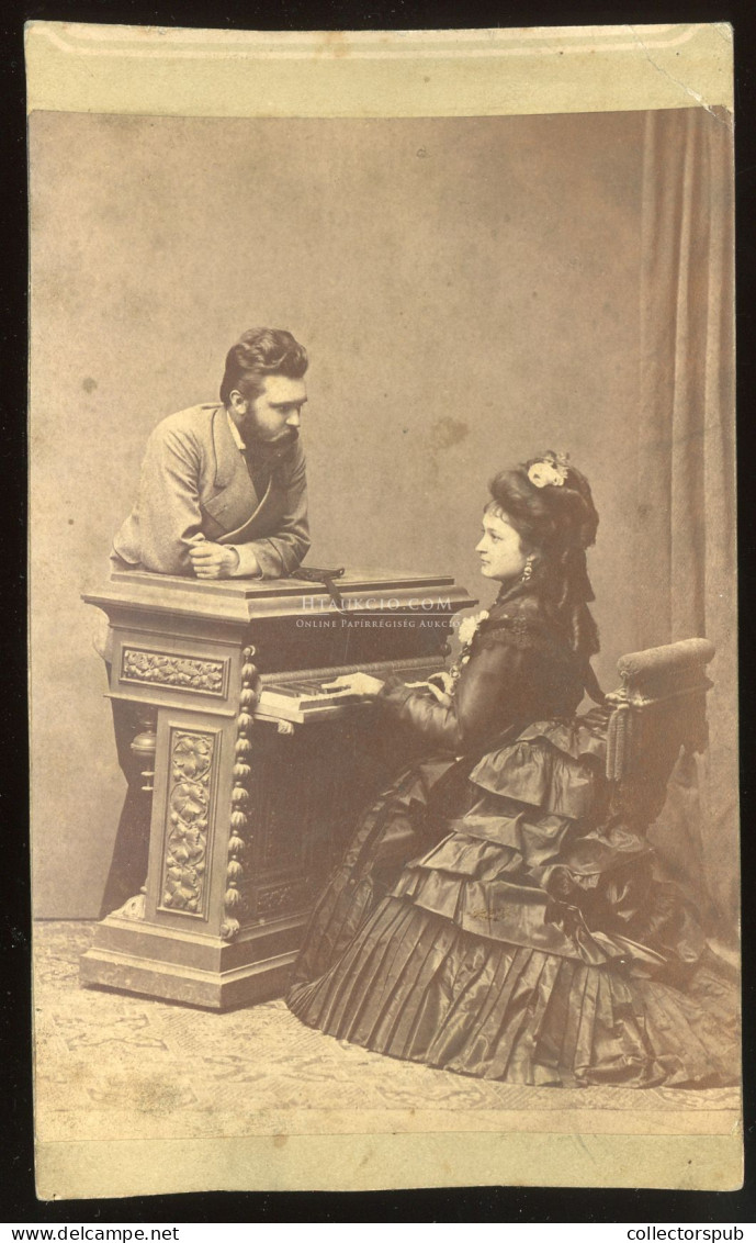 1890. Ca. Házaspár Zongorával, Régi Cabinet Fotó - Alte (vor 1900)