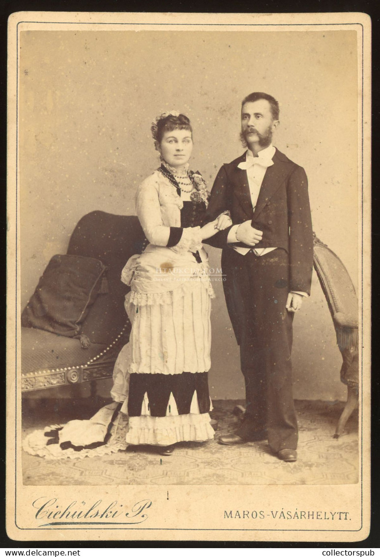 MAROSVÁSÁRHELY 1870.ca. Ciehulski : Házaspár, Cabinet Fotó - Ancianas (antes De 1900)
