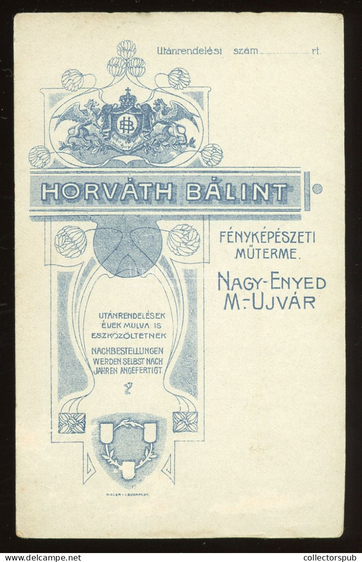 NAGYENYED 1910. Ca. Horváth : Hölgy, Visit Fotó - Alte (vor 1900)