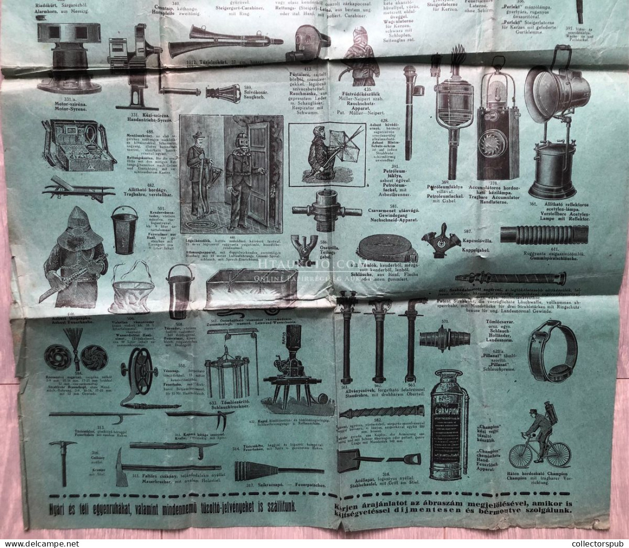 MÁTRAI  Antal és Társa Tűzoltó-szer Gyár, Dekoratív Két Oldalas, Hajtogatott Plakát Mérető Termék Jegyzék! 1932. 65*40 C - Unclassified