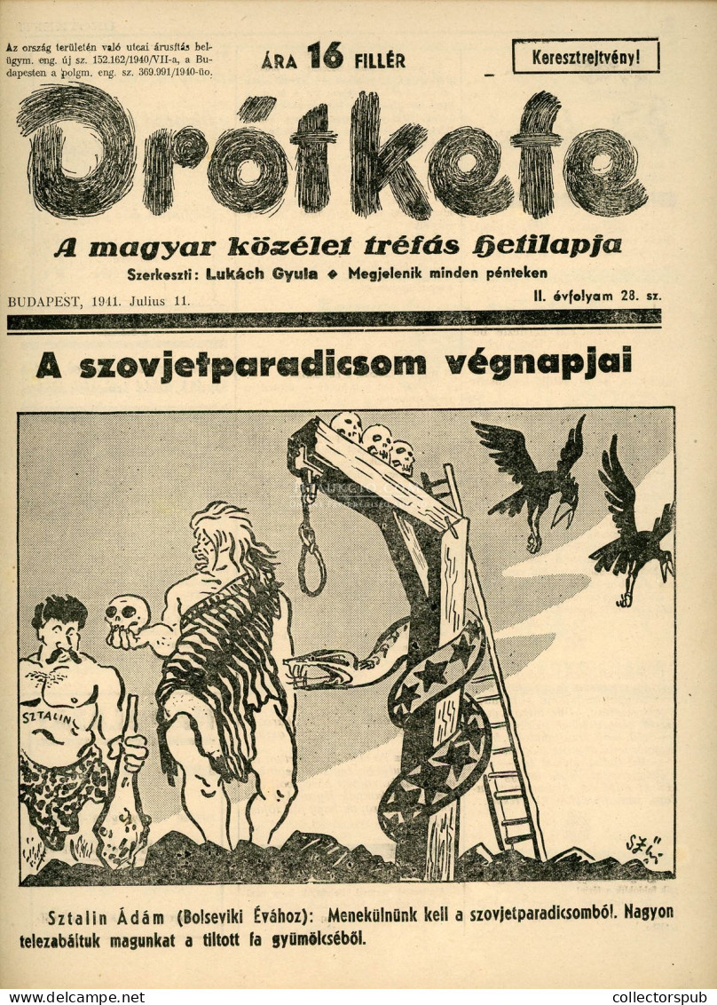 DRÓTKEFE A Magyar Közélet Tréfás Hetilapja, 5 Db Komplett, Szép Szám! Judaika 1941. - Non Classés