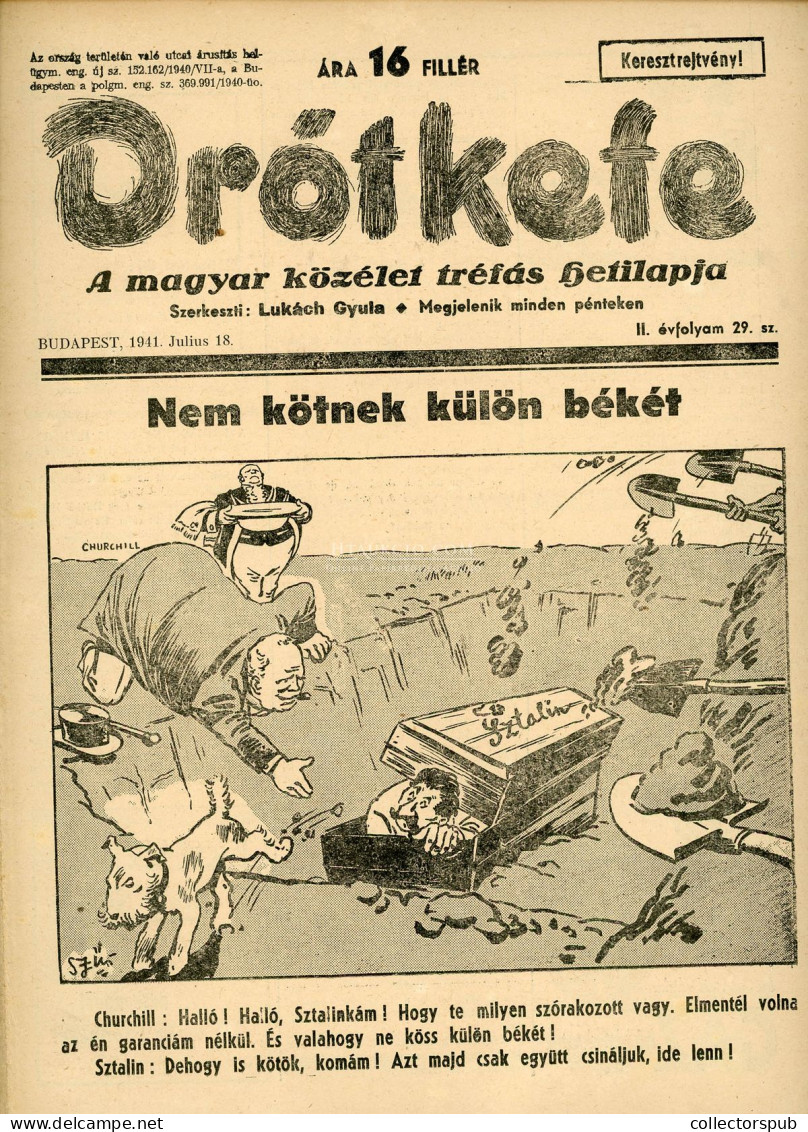 DRÓTKEFE A Magyar Közélet Tréfás Hetilapja, 5 Db Komplett, Szép Szám! Judaika 1941. - Zonder Classificatie