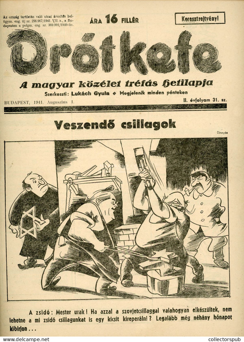 DRÓTKEFE A Magyar Közélet Tréfás Hetilapja, 5 Db Komplett, Szép Szám! Judaika 1941. - Ohne Zuordnung