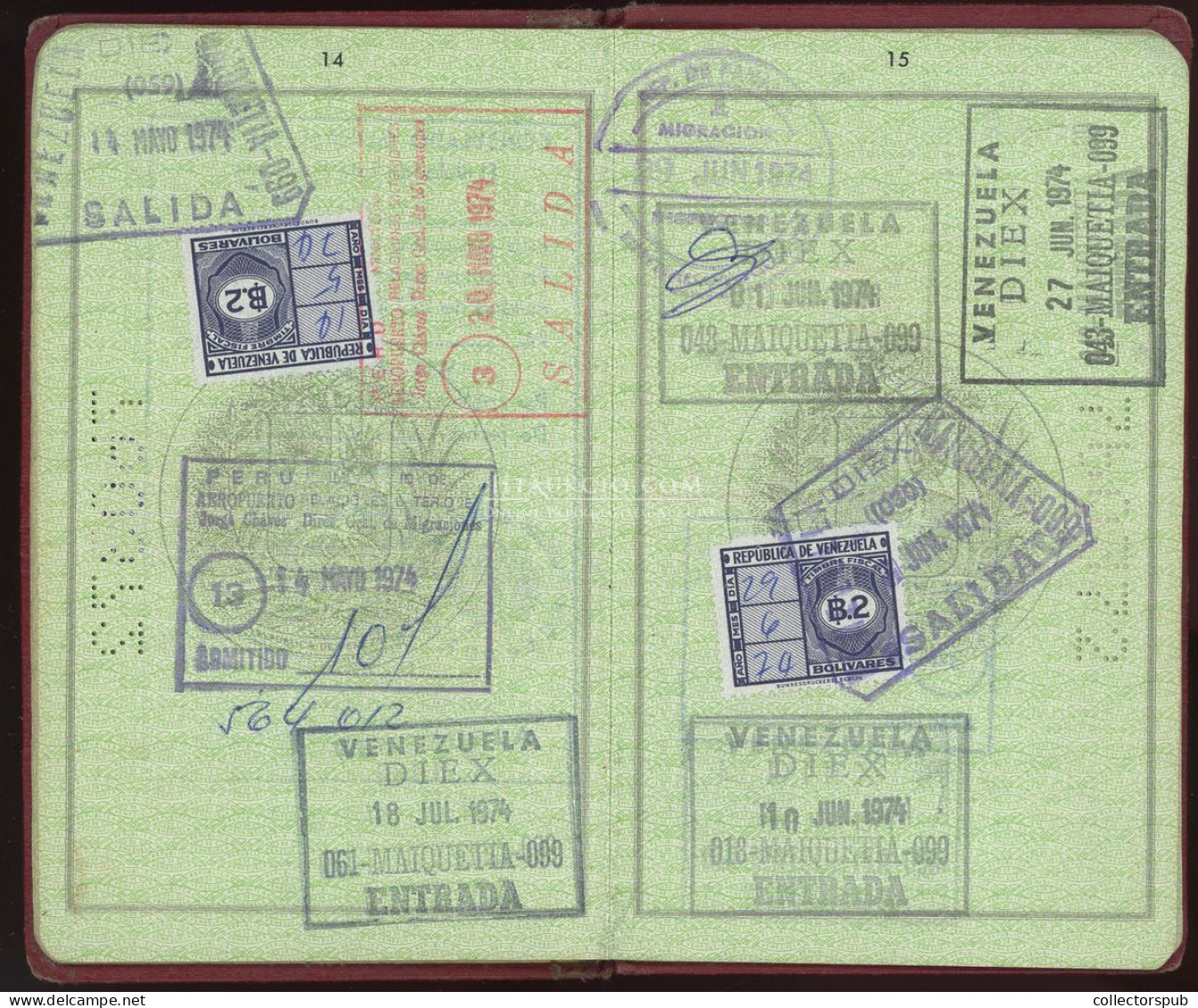 ÚTLEVÉL Fábry József jazzdobos, fotóriporter a LIFE magazin fotósa venezuelai útlevele 1973. passport